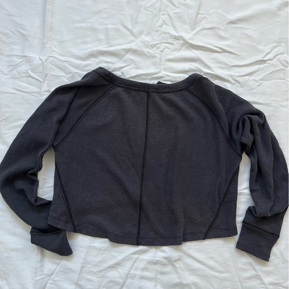 NWT Free People Dark Gray Long Sleeve Tee - Picture 3 of 9